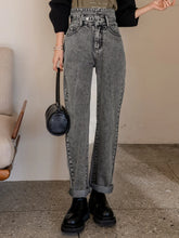 DAZY High Waist Grommet Detail Straight Leg Jeans